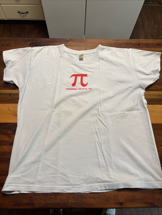 Tops - Virginia Beach Pi Graphic Tee - White blue hint with Red Print